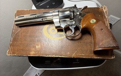 1974 6 INCH NICKEL COLT PYTHON WITH BOX / C&R OK - Image 1 of 8