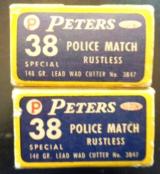 Peters Police Match 38Special 148 gr. wad cutter, 2 boxes, 88 rounds - 1 of 4