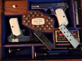 Cased set of Colt Model 1903 .32ACP (Blue & Nickel) Pistols - pre-ban ivory grips and so much more! - 3 of 11