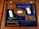 Cased set of Colt Model 1903 .32ACP (Blue & Nickel) Pistols - pre-ban ivory grips and so much more! - 1 of 11