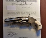 Cased set of S&W Model # 1 1/2
Revolvers .32RF, blue and nickel, with factory letters, ivory grips and so much more! - 7 of 11