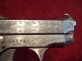 Engraved Beretta Model 418 semi-auto pistol, .24 acp cal, Nickel Finish, 2 3/8" barrel--SALE Pending!!! - 11 of 14