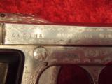 Engraved Beretta Model 418 semi-auto pistol, .24 acp cal, Nickel Finish, 2 3/8" barrel--SALE Pending!!! - 10 of 14