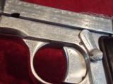 Engraved Beretta Model 418 semi-auto pistol, .24 acp cal, Nickel Finish, 2 3/8" barrel--SALE Pending!!! - 13 of 14