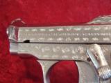 Engraved Beretta Model 418 semi-auto pistol, .24 acp cal, Nickel Finish, 2 3/8" barrel--SALE Pending!!! - 12 of 14