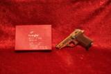 Excam Tanfoglio GT380 pistol Engraved, UNFIRED in box GOLD & Wood - 1 of 13