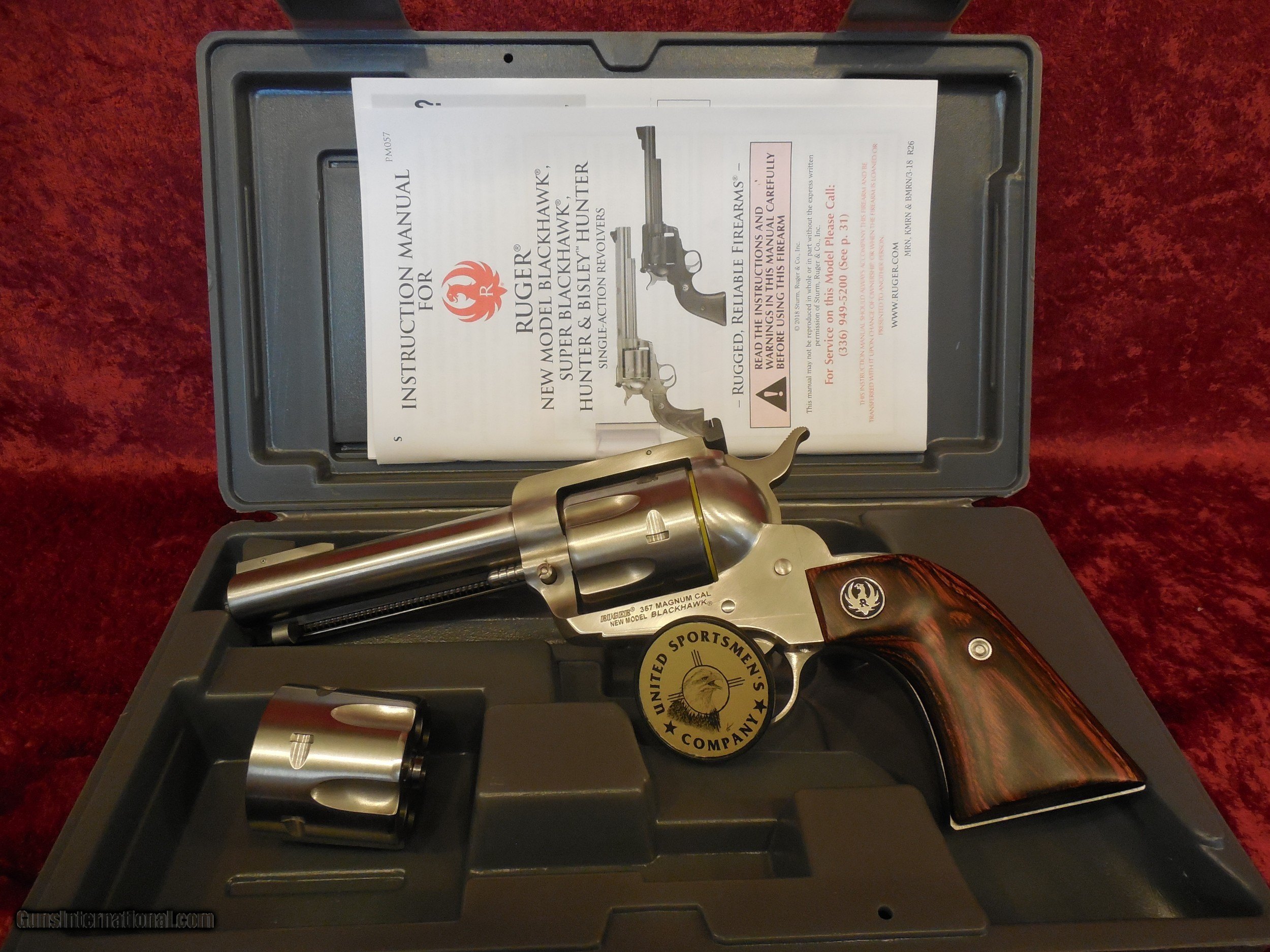 Ruger Blackhawk Flattop Stainless 357 Mag 9mm 4 5 8 Bbl Wood