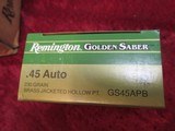 Remington Golden Saber .45 Auto Ammunition 230 grain Brass Jacketed Hollow Point 250 rds #GS45APB - 4 of 4