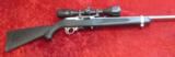 Ruger 10/22 Carbine semi-auto .22 lr 18.5" bbl SS & Blk Syn w/ Leupold base & Banner 3x9 scope - 1 of 13
