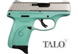 Ruger, EC9s, Striker Fired, Semi-automatic, Polymer Frame Pistol, Compact, 9MM, 3.1" Barrel, Cerakote Finish, Turquoise and Silver #3286 - 1 of 1