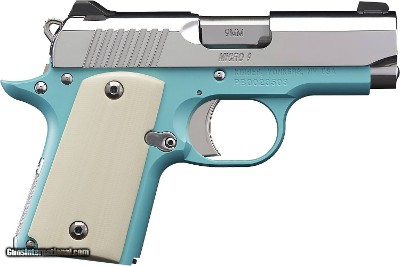 Kimber Mfg.,inc 3700647 Micro 9 Bel Air NS 9mm 6+1 3.15" Stainless Steel Slide Bel Air Blue Mirror Polished Ivory G 10 Grip