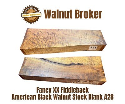 American Black Walnut XX Fancy Fiddleback Stock Blank (A28) - Image 1 of 5