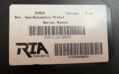 Rock Island DY9 9 mm 15+1 (3) mags, 3.86