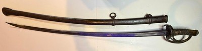 Civil War period Model 1860 Light Cavalry Saber with crowned “GG” Solingen import mark and original scabbard - Image 1 of 13