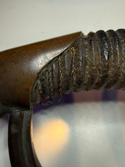 Civil War period Model 1860 Light Cavalry Saber with crowned “GG” Solingen import mark and original scabbard - Image 7 of 13