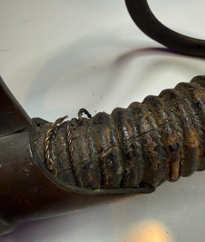Civil War period Model 1860 Light Cavalry Saber with crowned “GG” Solingen import mark and original scabbard - Image 9 of 13
