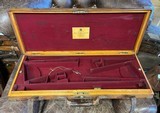Oak & Leather vintage Purdey pair case in excellent original condition with key