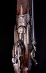 John Rigby Two barrel set, one steel, one Damascus, both 2 3/4" nitro proofed.No cast so good for right or left handed! - 6 of 8