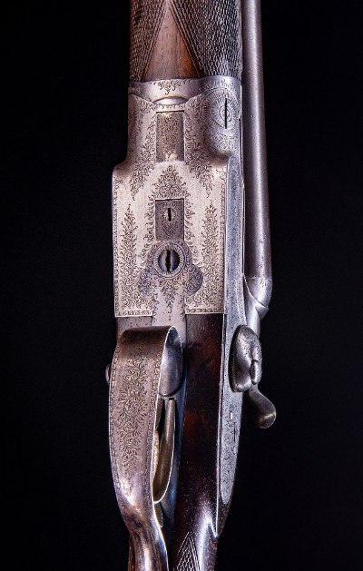 W.C. Scott hammer with great dimensions and nitro proofed Damascus barrels. - Image 6 of 8