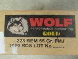 1000 ROUNDS WOLF WPA GOLD BRASS CASE .223 REM 223 - 1 of 3