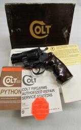 RARE 1982 Colt Python Royal Blue 2 1/2" .357 Magnum w/Custom Grips - 1 of 15