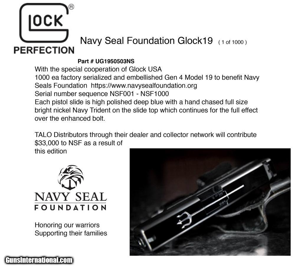 Glock 19 Gen 4 Navy Seals Foundation 1 Of 1000 9mm Luger Sku Ug1950204ns