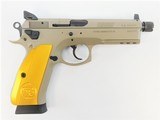 CZ-USA 75 SP-01 Tactical Supressor-Ready 9mm 5.2" Urban Grey / Gold Grips - 1 of 2