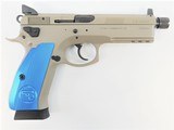 CZ-USA 75 SP-01 Tactical Supressor-Ready 9mm 5.2" Urban Grey / Blue Grips - 1 of 2