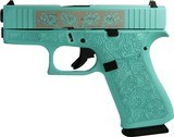 Glock G43X Tiffany Blue Custom Engraved 9mm 3.41" GLPX4350201GRP - 2 of 2