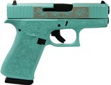 Glock G43X Tiffany Blue Custom Engraved 9mm 3.41" GLPX4350201GRP - 1 of 2