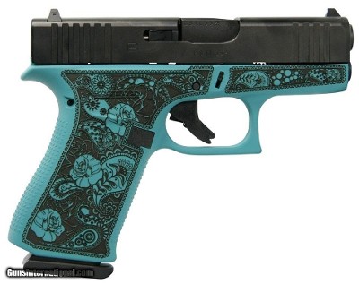 Glock G43X Tiffany Blue Custom Engraved 9mm 3.41