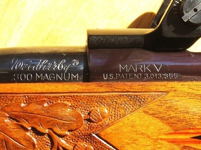 Weatherby MK V Custom Deluxe in 300 WBY MAG.. Carved Mesquite Stock with Inlays - Image 9 of 15