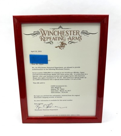 Rare 1873 Winchester Maple Furniture With Winchester Historical Letter By Miroku - Image 8 of 8