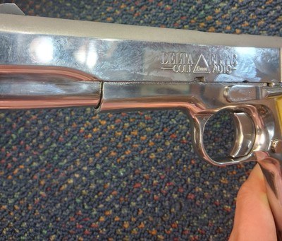 Early Colt Government 1911 10mm Delta Elite Bright Stainless 5in Barrel with Box No Original Grips - Image 7 of 8