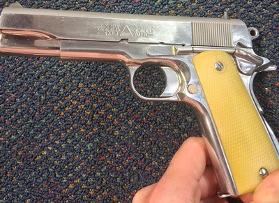 Early Colt Government 1911 10mm Delta Elite Bright Stainless 5in Barrel with Box No Original Grips - Image 6 of 8