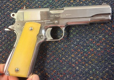 Early Colt Government 1911 10mm Delta Elite Bright Stainless 5in Barrel with Box No Original Grips - Image 2 of 8