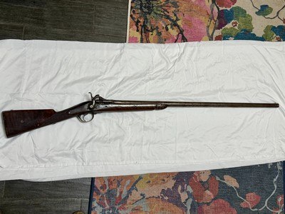 Antique Belgian Li ge Percussion Smoothbore Sporting Gun c.1850Double Set Trigger, Crowned ELG Proof