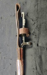 WW2 1941 Johnson Automatic Original Bayonet with leather Scabbard. - Image 12 of 12