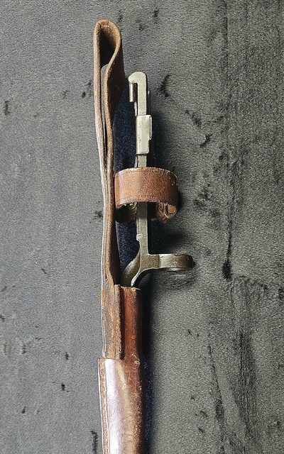 WW2 1941 Johnson Automatic Original Bayonet with leather Scabbard. - Image 12 of 12