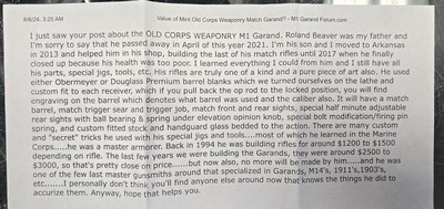 M1 Garand U.S.M.CMatch308 CalOld Corps WeaponryRoland Beaver - Image 5 of 20