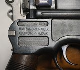 German Mauser C-96New Safety “Broomhandle” in 7.63x25 cal in excellent condition with accessories - 8 of 15