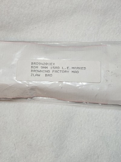 New Old Stock (NOS) Browning Factory BDM 9mm 15-Round Magazine - L.E. Marked, ORIGINAL Package - Image 10 of 10
