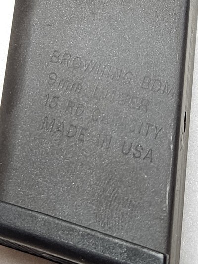 New Old Stock (NOS) Browning Factory BDM 9mm 15-Round Magazine - L.E. Marked, ORIGINAL Package - Image 4 of 10