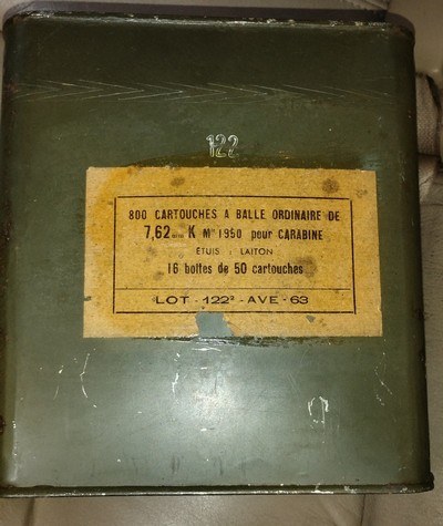 7.62mm K Mle 1950 800rd Can French Military .30 Carbine Ammo
