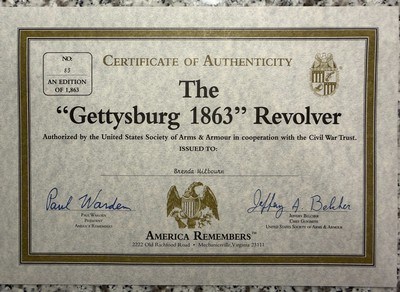 Gettysburg 1863 commemorative 1860 .44 caliber revolver, America remembers / United States Society of Arms and Armour - Image 3 of 8
