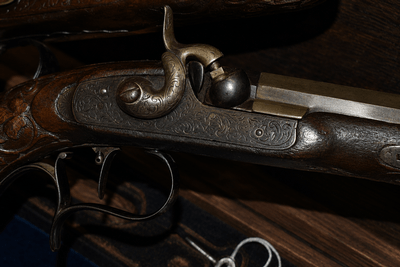 A Fine Cased Pair of 19th Century French Percussion Duelling / Target Pistols – Serial No. 18477 - Image 10 of 12