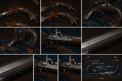 A Fine Cased Pair of 19th Century French Percussion Duelling / Target Pistols – Serial No. 18477 - Image 4 of 12