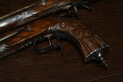A Fine Cased Pair of 19th Century French Percussion Duelling / Target Pistols – Serial No. 18477 - Image 6 of 12