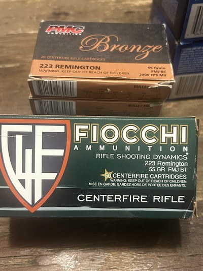 Fiocchi and PMC Bronze 223 Remington 55gr FMJ-BT - Image 1 of 3