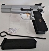Like-New, 2-Tone Silver-Chrome & Black Finish BOWNING "High-Power", 9mm Luger, with golden Trigger & Target Sight in original Case with Acce - 4 of 15